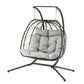 Outdoor Swing Chair 2 Seater with Stand Cushion Rattan Patio Furniture - Dark Grey