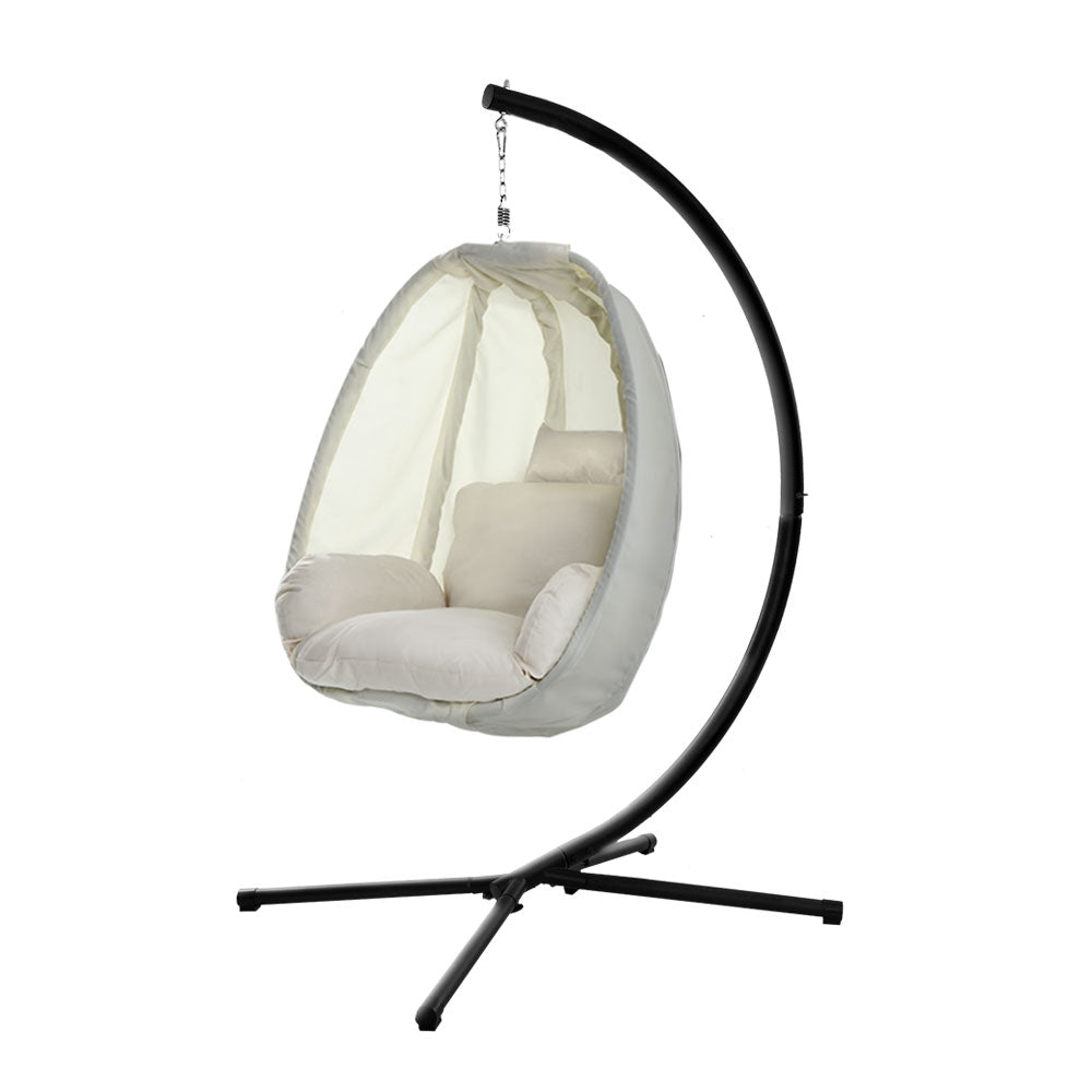 Connor Egg Swing Chair Single Hanging Pod with Stand - Cream