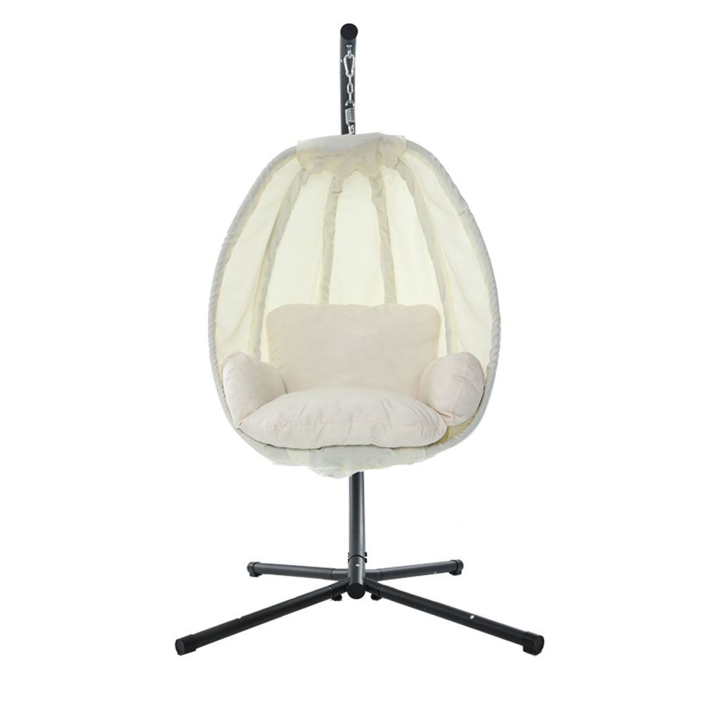 Connor Egg Swing Chair Single Hanging Pod with Stand - Cream