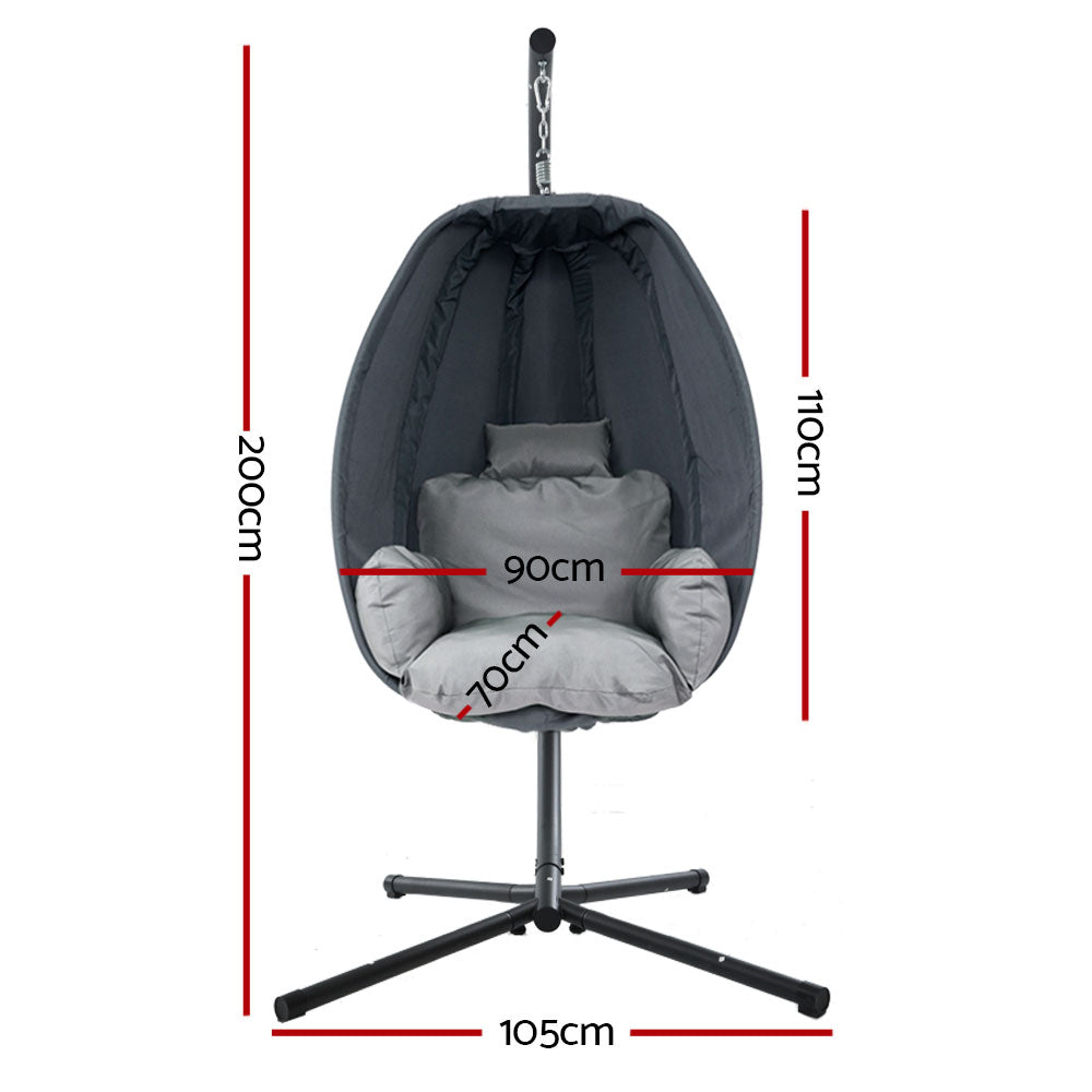 Connor Egg Swing Chair Single Hanging Pod with Stand - Grey