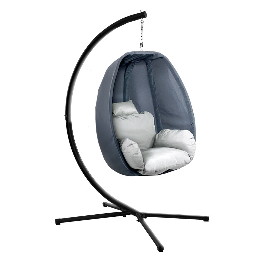 Connor Egg Swing Chair Single Hanging Pod with Stand - Grey