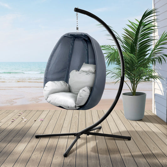 Connor Egg Swing Chair Single Hanging Pod with Stand - Grey