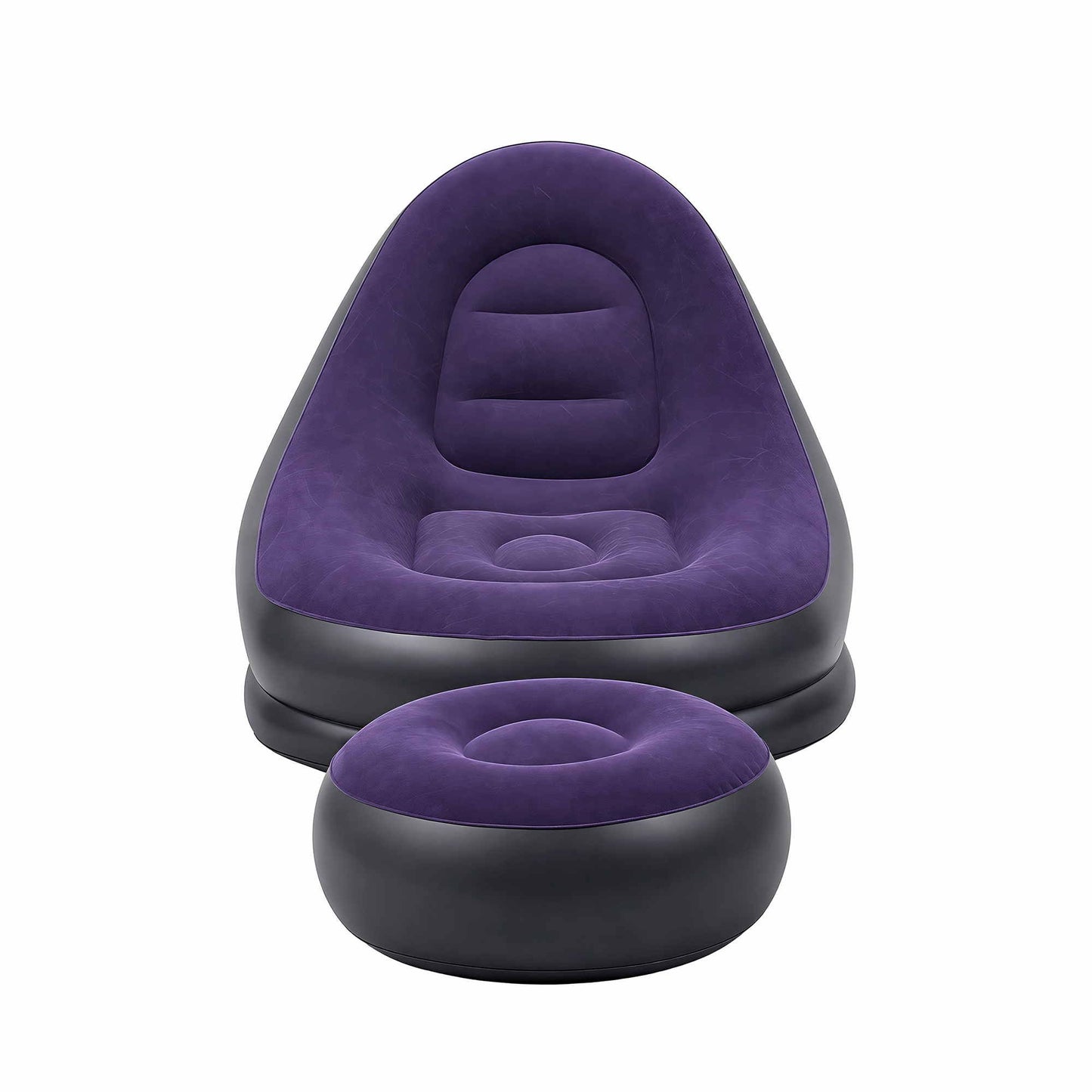Inflatable Chair with Ottoman Air Sofa Blow Up Air Chair for Camping with Pump Purple