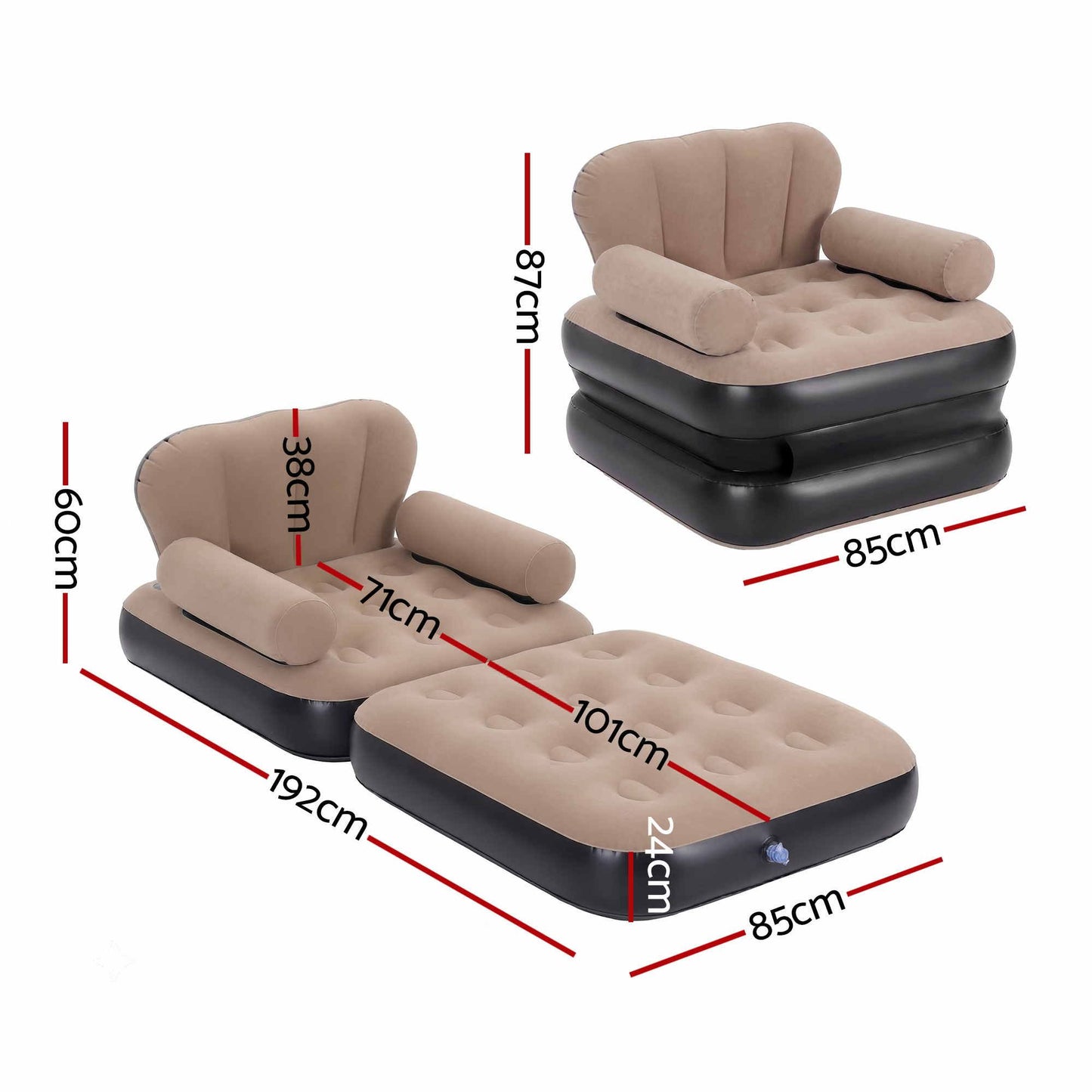 Inflatable Chair Sun Lounge Air Sofa Blow Up Air Chair for Camping with Pump