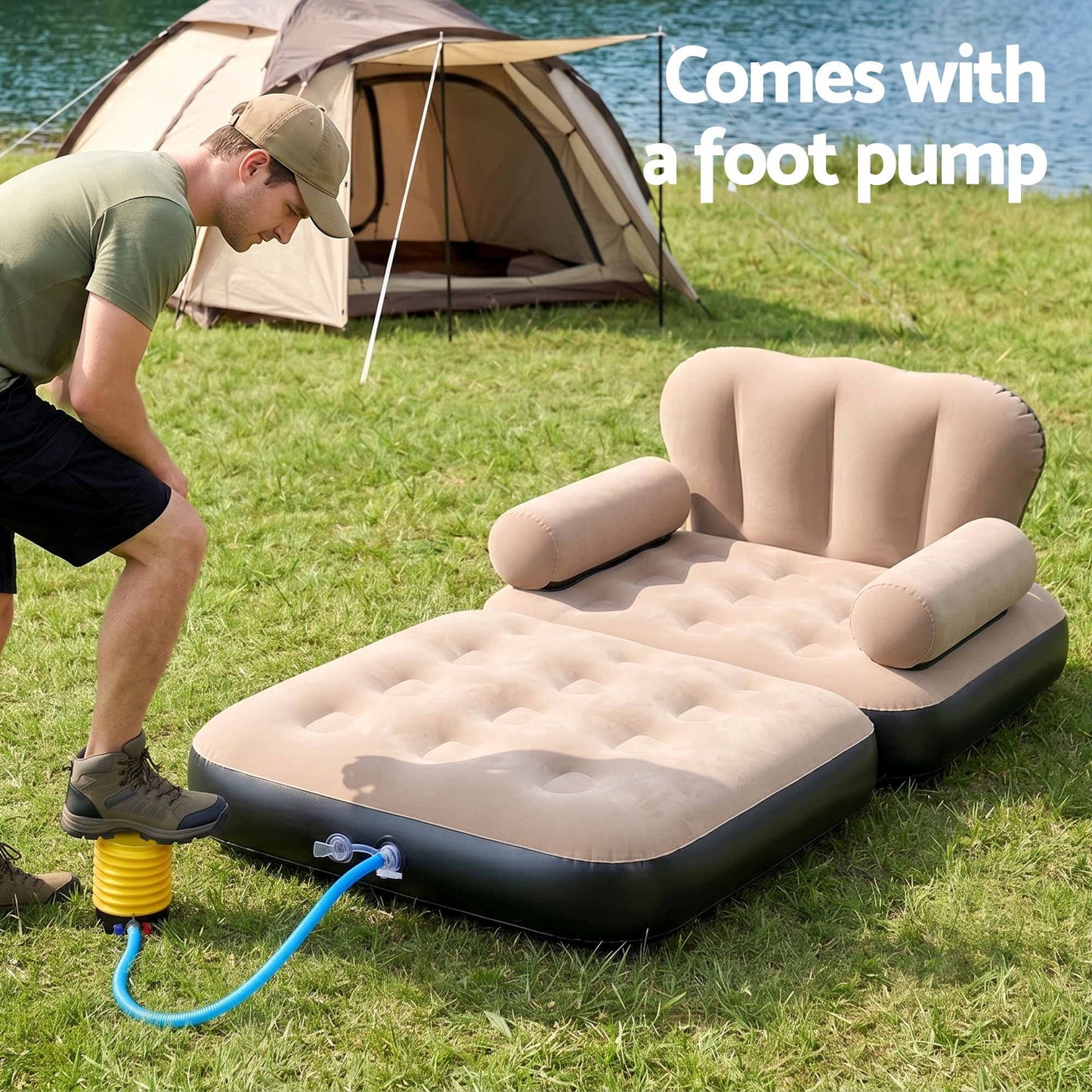 Inflatable Chair Sun Lounge Air Sofa Blow Up Air Chair for Camping with Pump