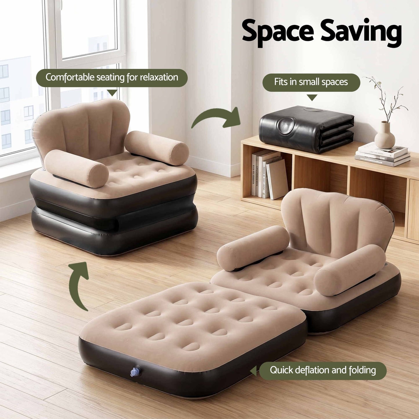 Inflatable Chair Sun Lounge Air Sofa Blow Up Air Chair for Camping with Pump
