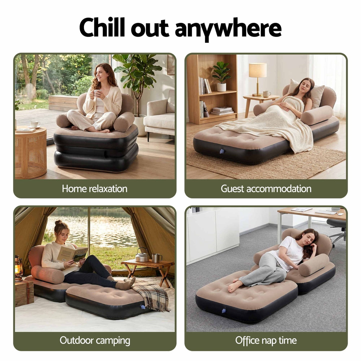 Inflatable Chair Sun Lounge Air Sofa Blow Up Air Chair for Camping with Pump