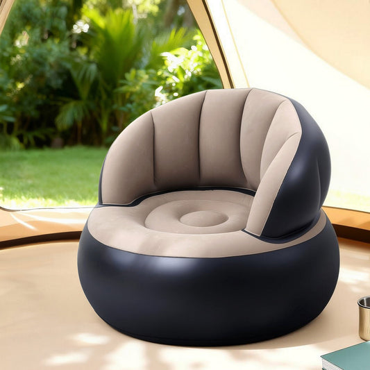 Kyria Inflatable Chair Blow Up Folding Air Chairs Sofa for Camping with Pump - Coffee
