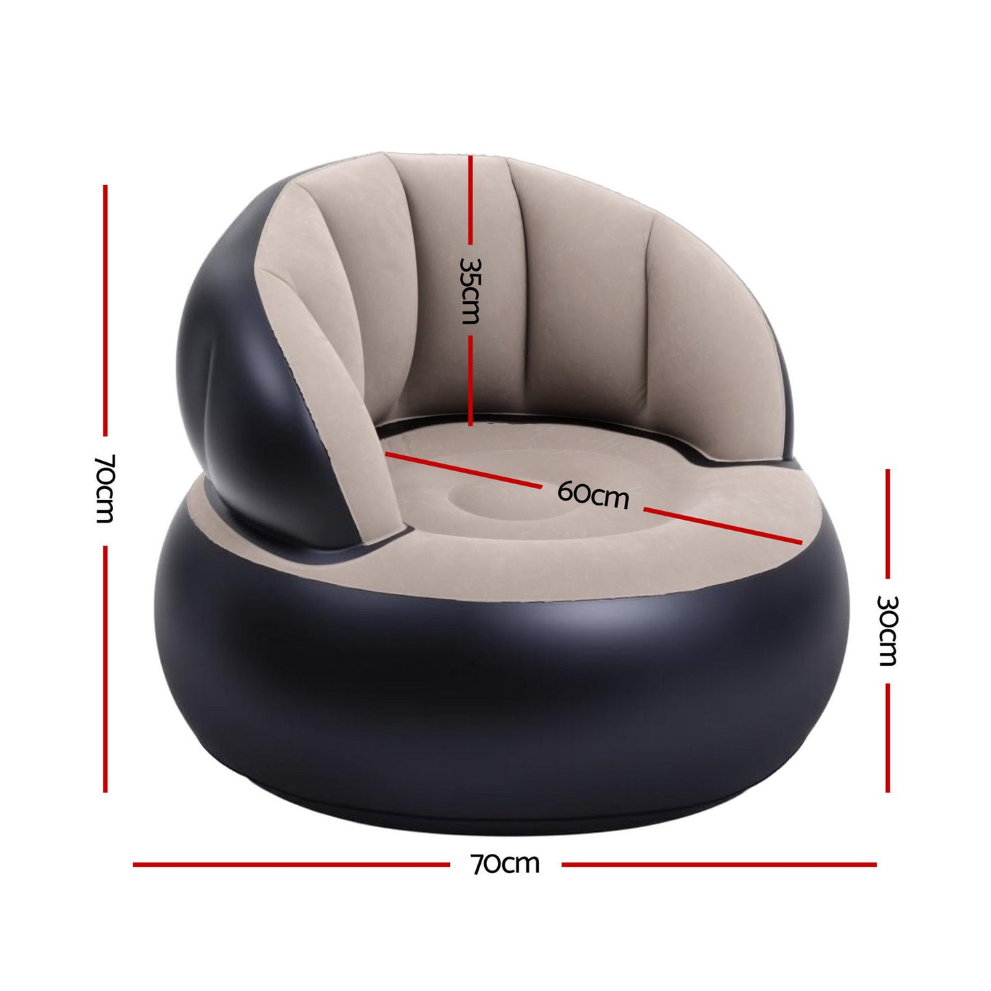 Kyria Inflatable Chair Blow Up Folding Air Chairs Sofa for Camping with Pump - Coffee