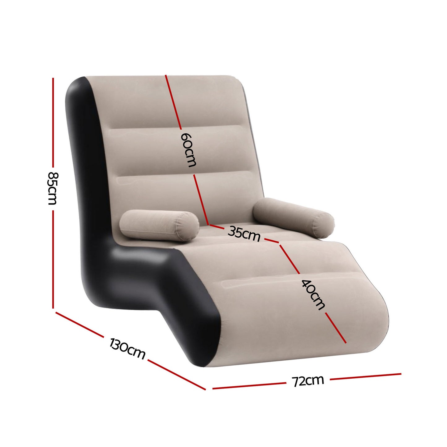 Kaizen Inflatable Chair Sun Lounger Blow Up Folding Air Chairs Sofa for Camping with Pump - Coffee