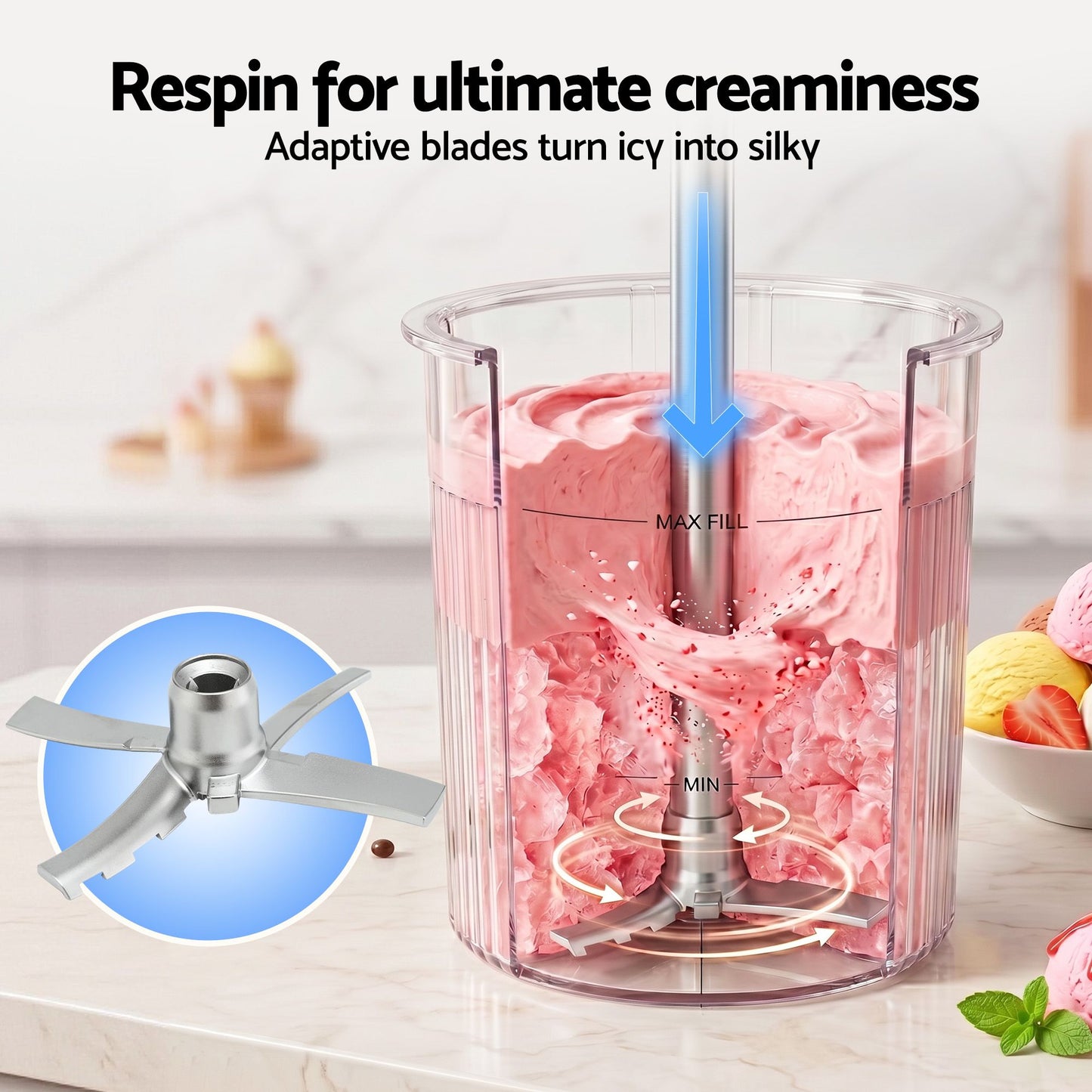 Devanti 10-in-1 Ice Cream Maker Machine Homemade Gelato Sorbet Smart Portion Control Custom Mix-Ins