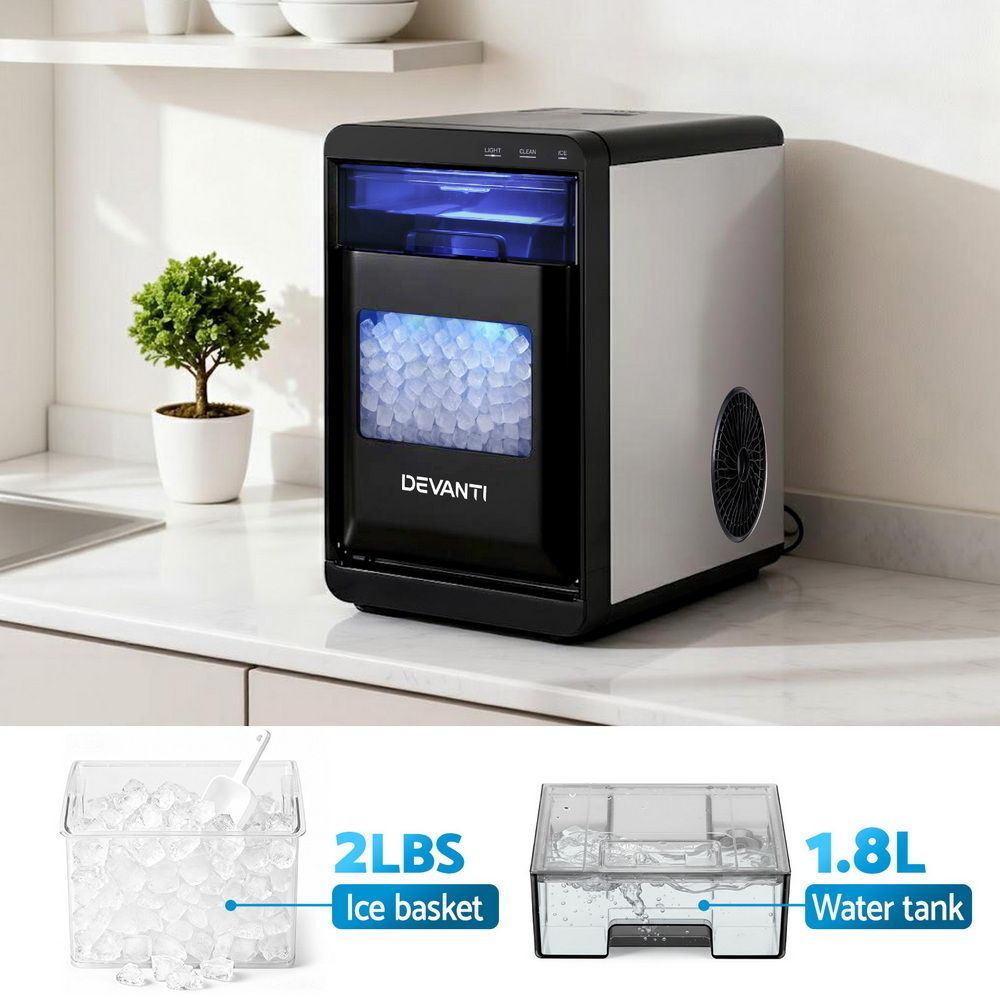 Devanti Ice Maker Machine 20kg Chewable Nugget Ice Countertop with Self Cleaning