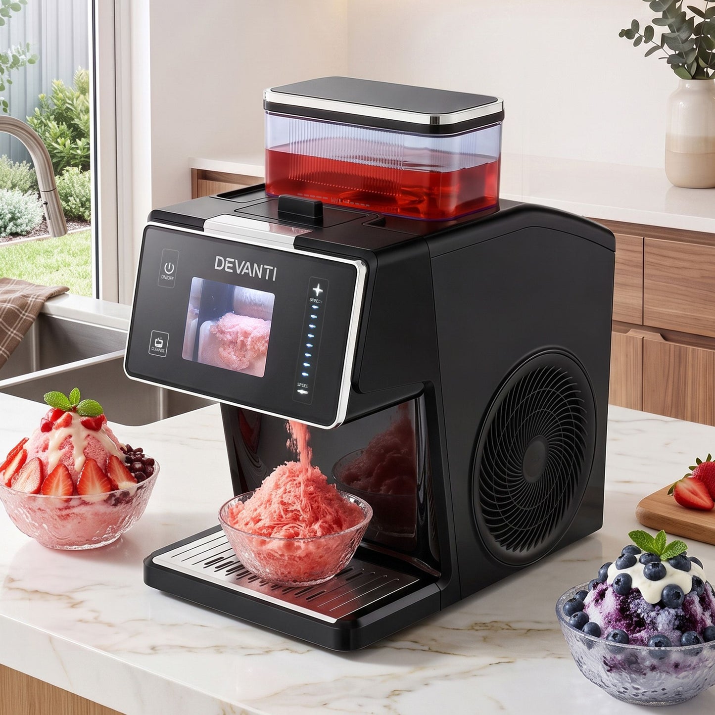 Devanti 20kg/24hr Ice Maker Snowflake Bingsu Shaved Ice Slushie Maker Black
