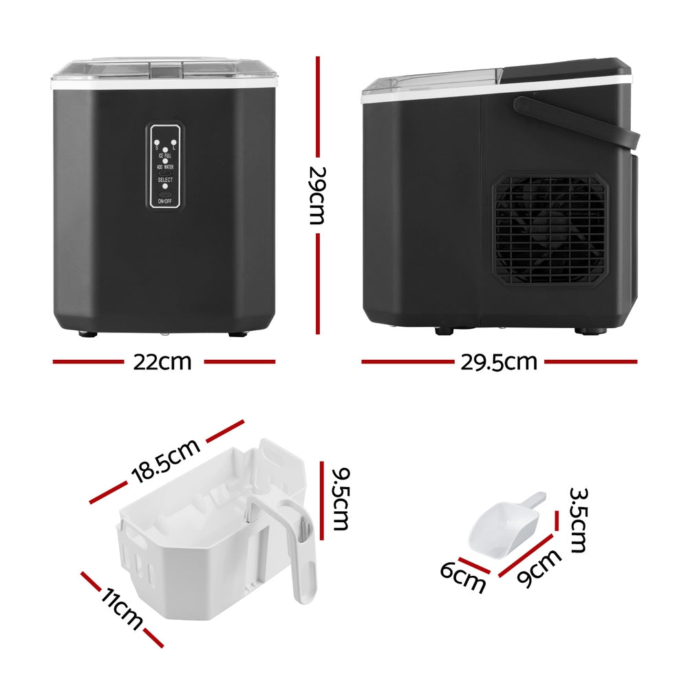 Devanti 12kg Ice Maker Machine 1.3L with Scoop Holder Black