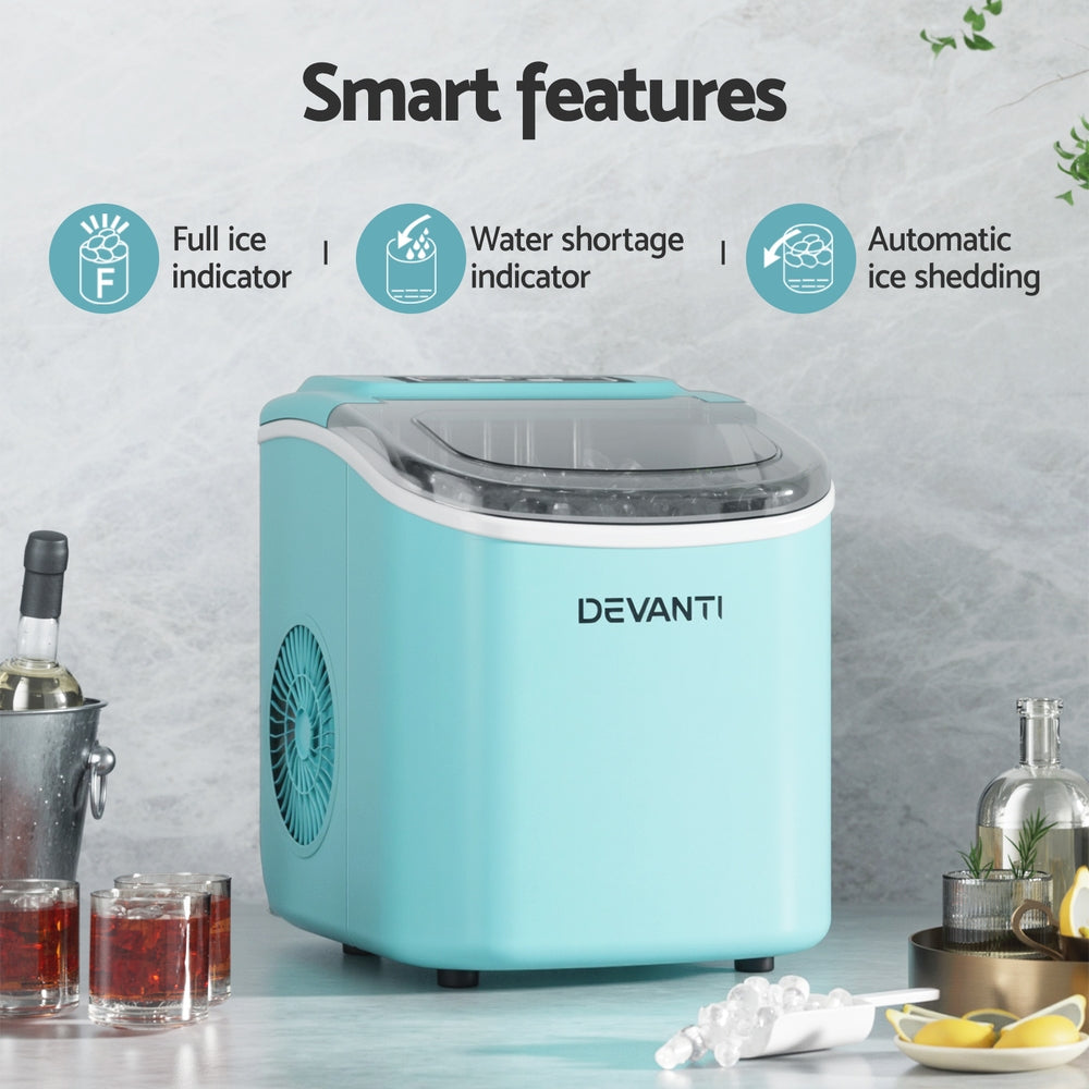Devanti 12kg Ice Maker Machine with Self Cleaning Green
