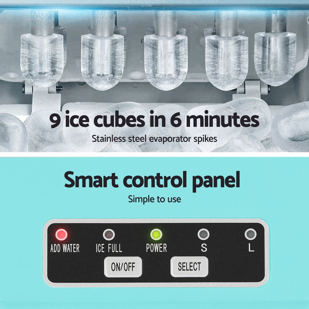 Devanti 12kg Ice Maker Machine with Self Cleaning Green