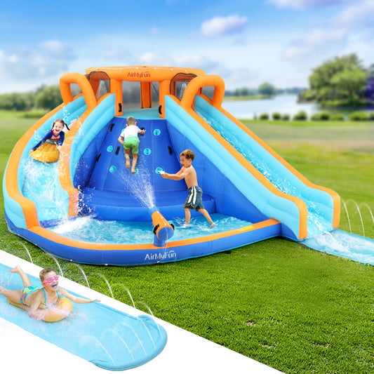 Factory Buys Kids Inflatable Pool Water Double Slide Park Jumping Castle 465X390CM