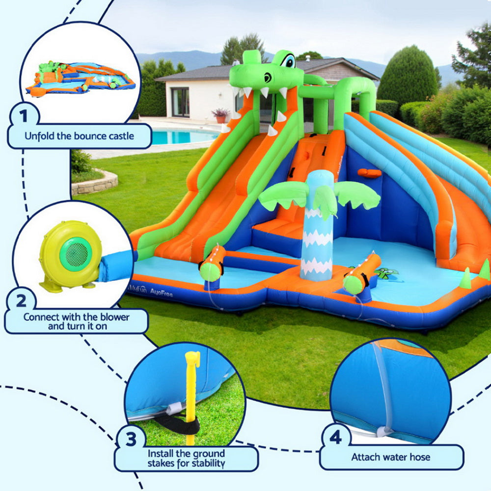 Factory Buys Kids Inflatable Pool Water Double Slide Park Jumping Castle 465X430CM