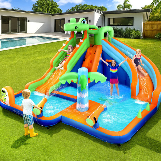 Factory Buys Kids Inflatable Pool Water Double Slide Park Jumping Castle 465X430CM