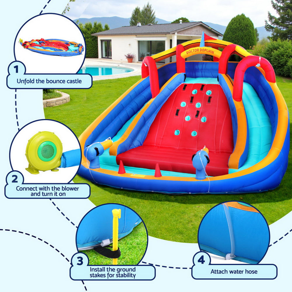 Factory Buys Kids Inflatable Pool Water Slide Cannon Splash Park Toss Game 408X386CM