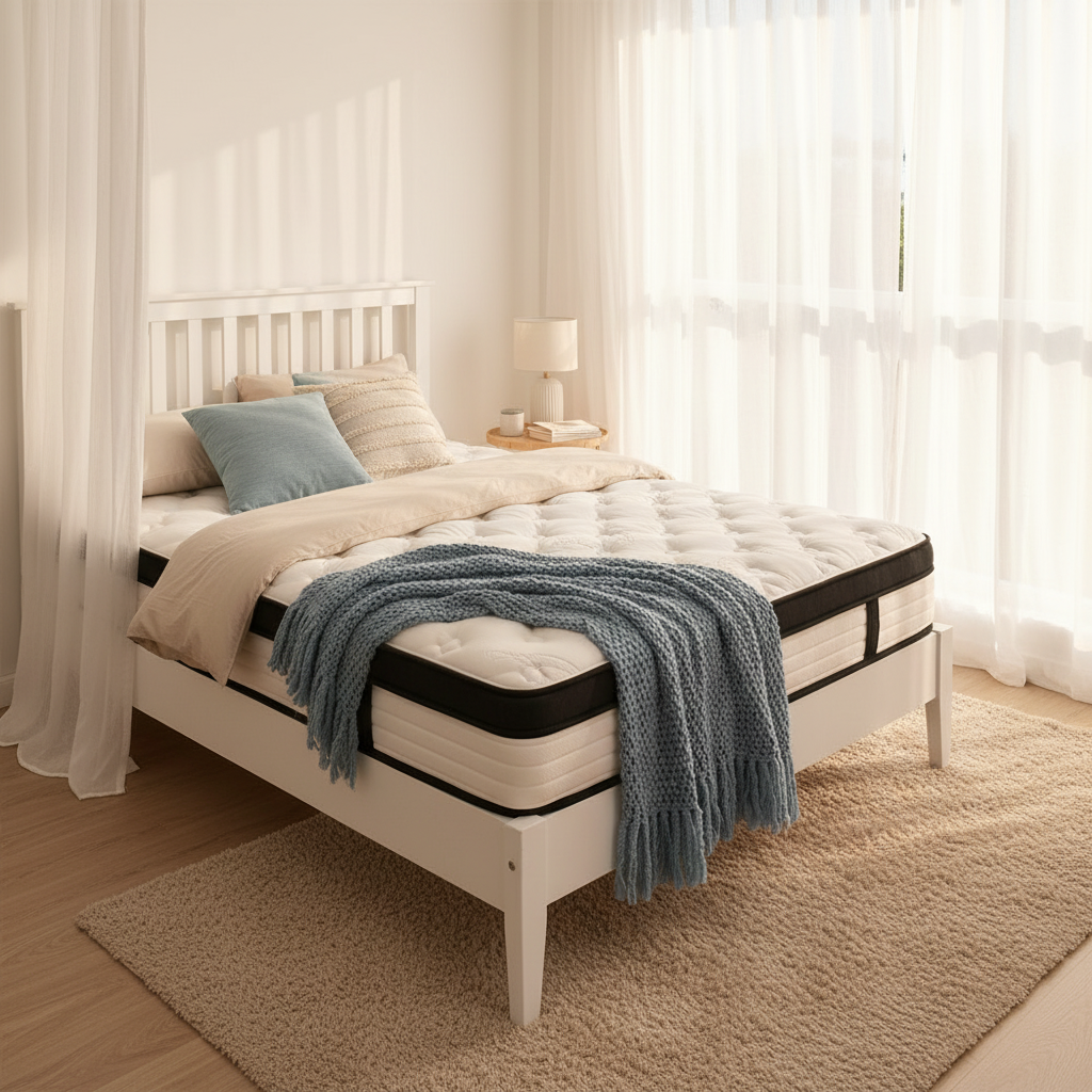 Jade Bed & Mattress Package with 31cm Mattress no Drawers - White Single