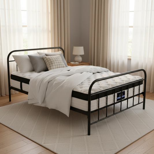Jupiter Bed & Mattress Package with 31cm Mattress - Black Single