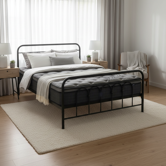 Jupiter Bed & Mattress Package with 34cm Mattress - Black Single