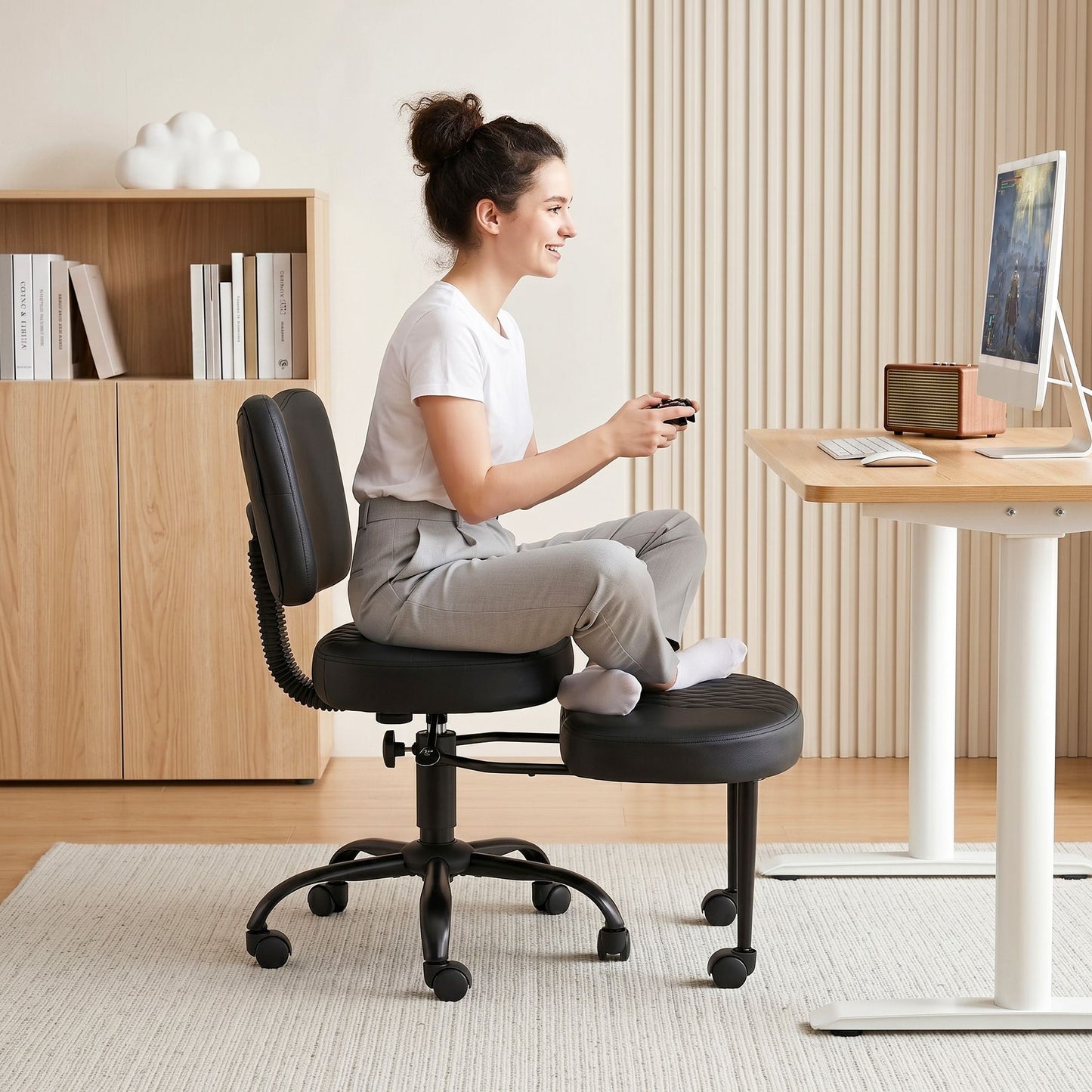 Artiss Cross Legged Kneeling Chair Adjustable Meditation Ergonomic Office Seat