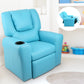 Percy Kids Recliner Chair Linen Soft Sofa Lounge Couch Children Armchair - Blue