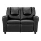 Primy Kids Recliner Chair Double PU Leather Sofa Lounge Couch Armchair - Black