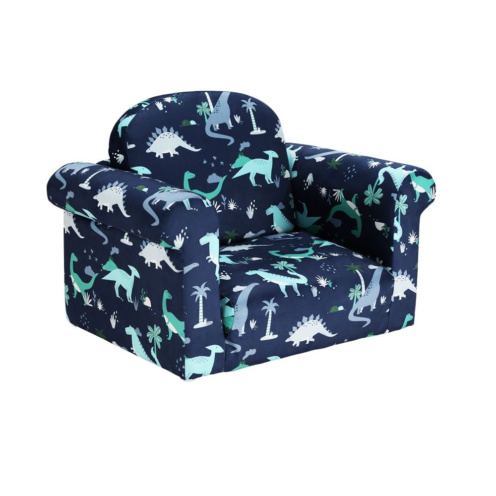 Phineas Kids Convertable Armchair Sofa Children Flip Open Couch Lounger Armchair Dinosaur - Navy