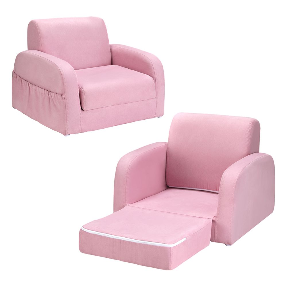 Phineas Kids Convertable Armchair Children Flip Open Couch Lounger Armchair Soft - .Pink