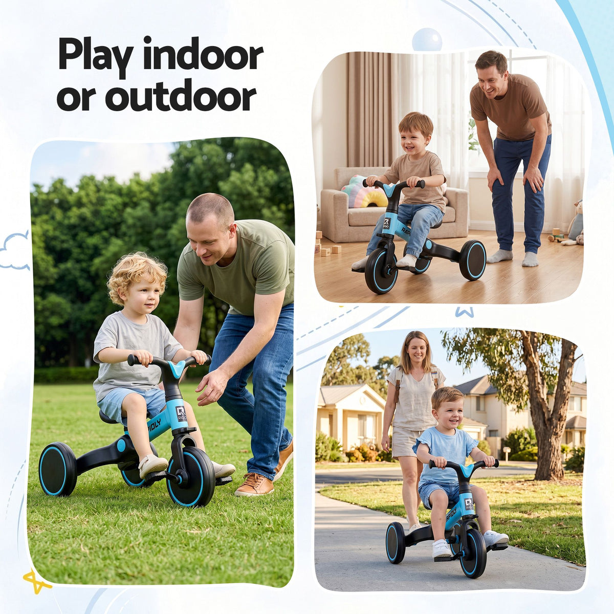 Tricycle Bike, Kids Bike with 3 wheels, Carbon Steel 70cm Blue