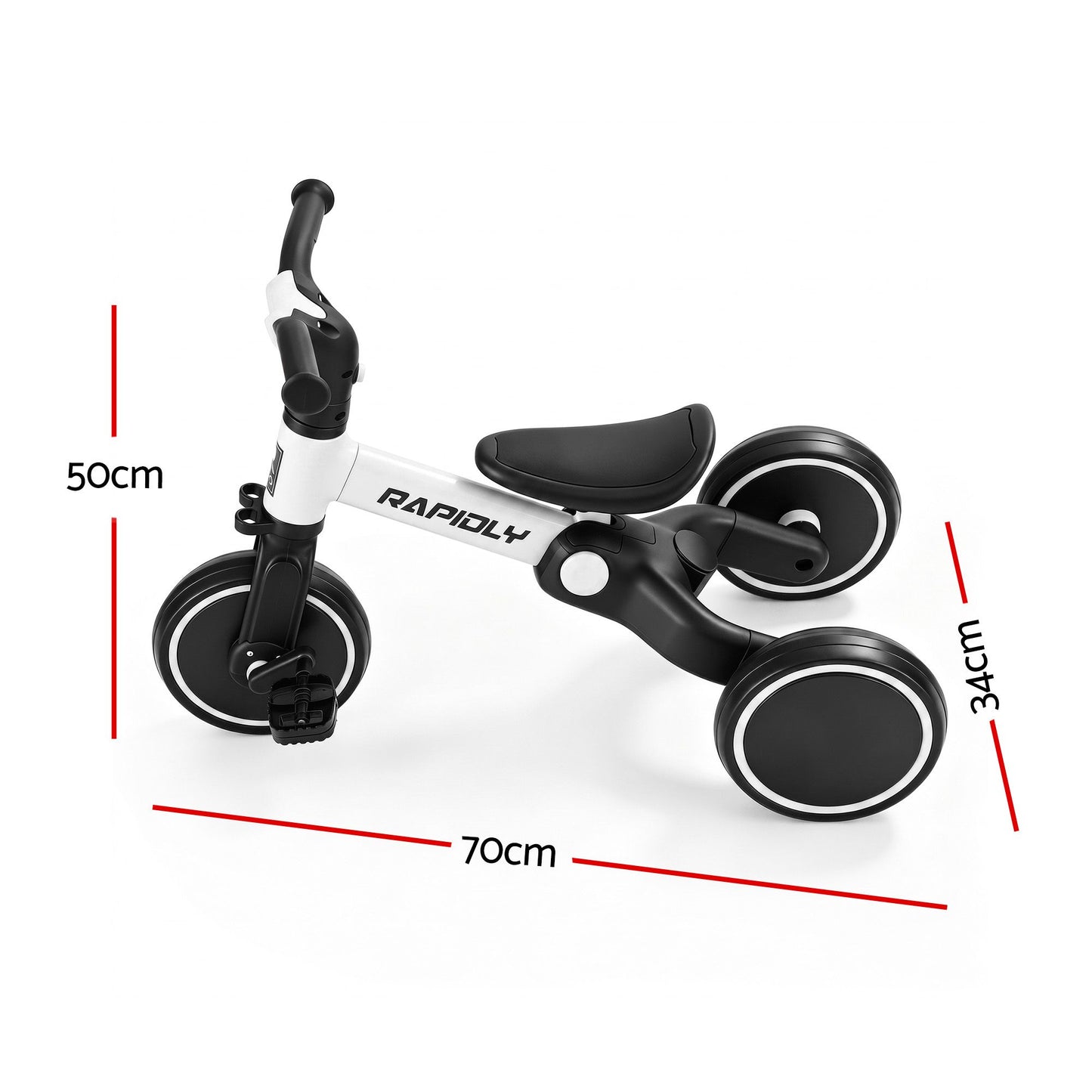 Tricycle Bike, Kids Bike with 3 wheels, Carbon Steel 70cm White