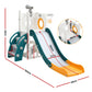 Kids Slide Set Basketball Hoop Outdoor Playground Outdoor Toys Telescope Storage