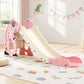 Kids Slide Set Basketball Hoop Outdoor Playground Toy Dragon 125cm Slide Pink