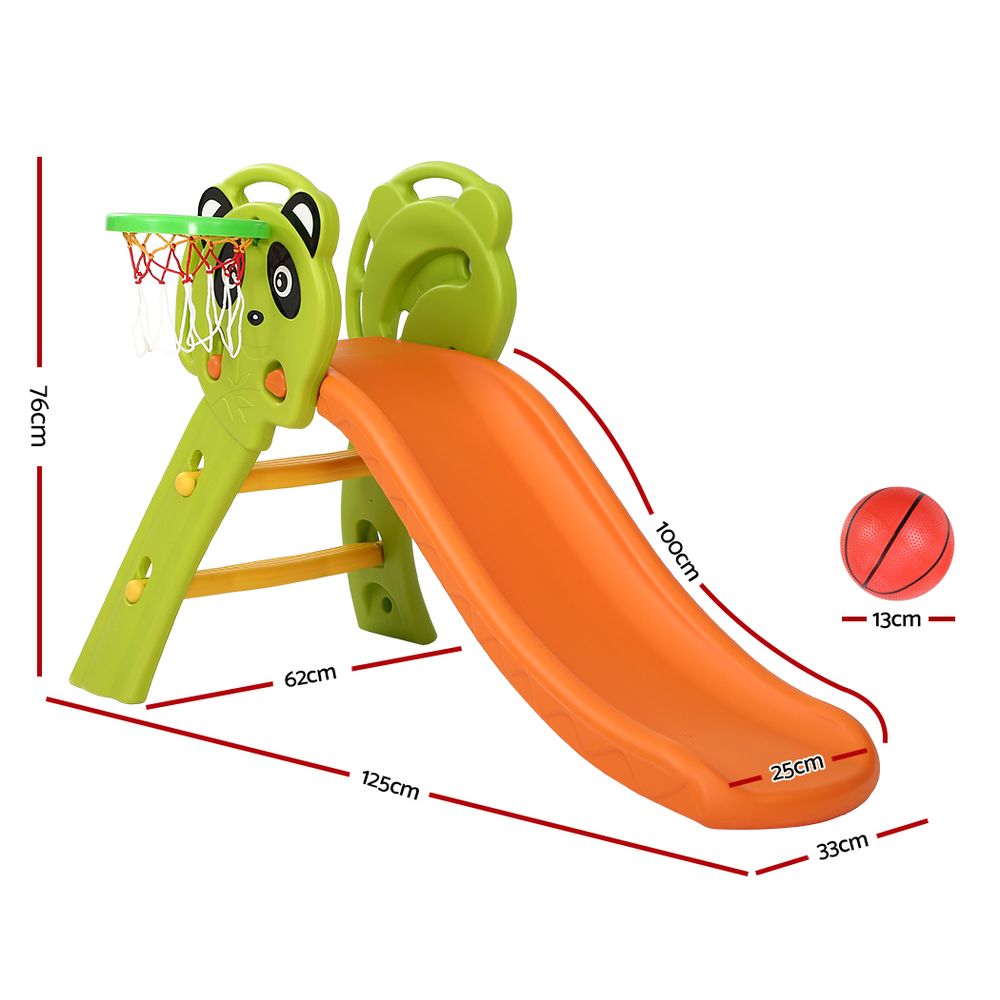 Kids Slide Basketball Hoop Activity Centre Outdoor Toddler Play Set Orange