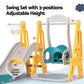 140cm Kids Slide Swing Set Basketball Outdoor Toys Adjustable Height - Green