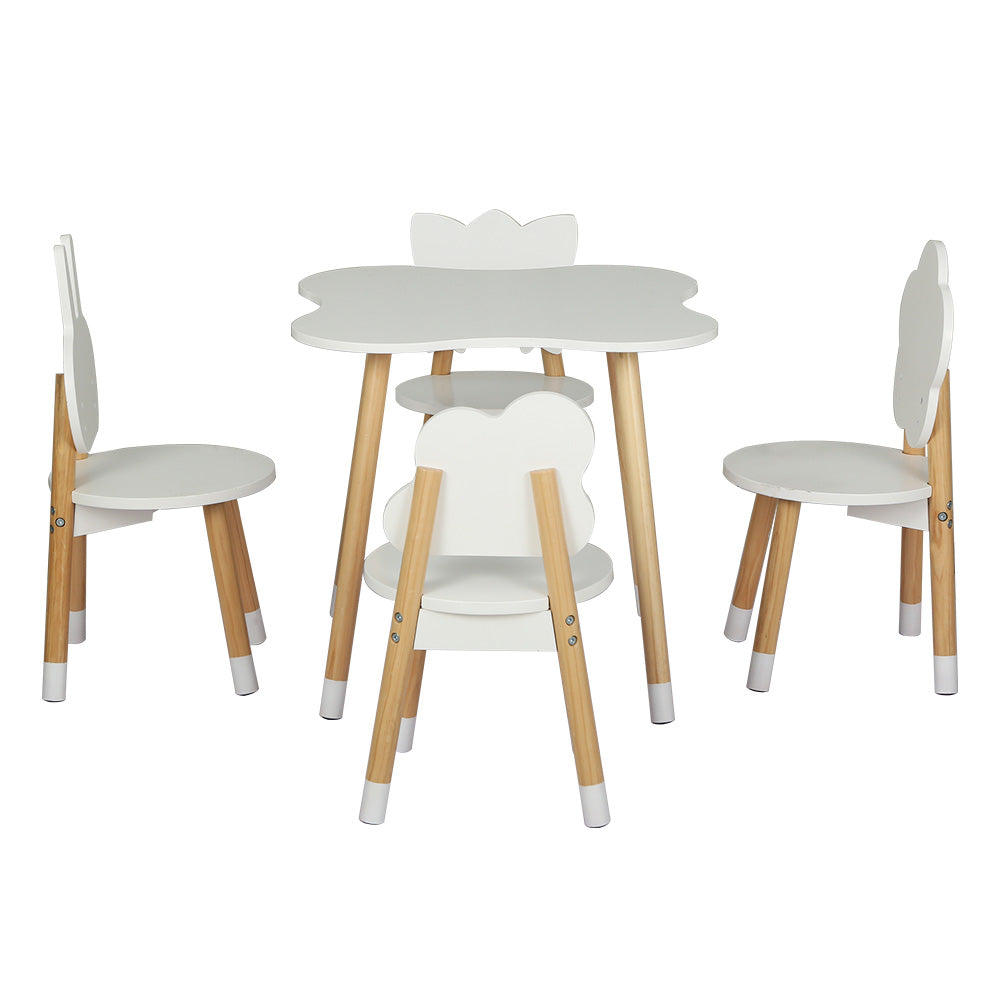 Pandora 5-Piece Kids Table & Chairs Set Children Activity Study Play Desk - White & Wood