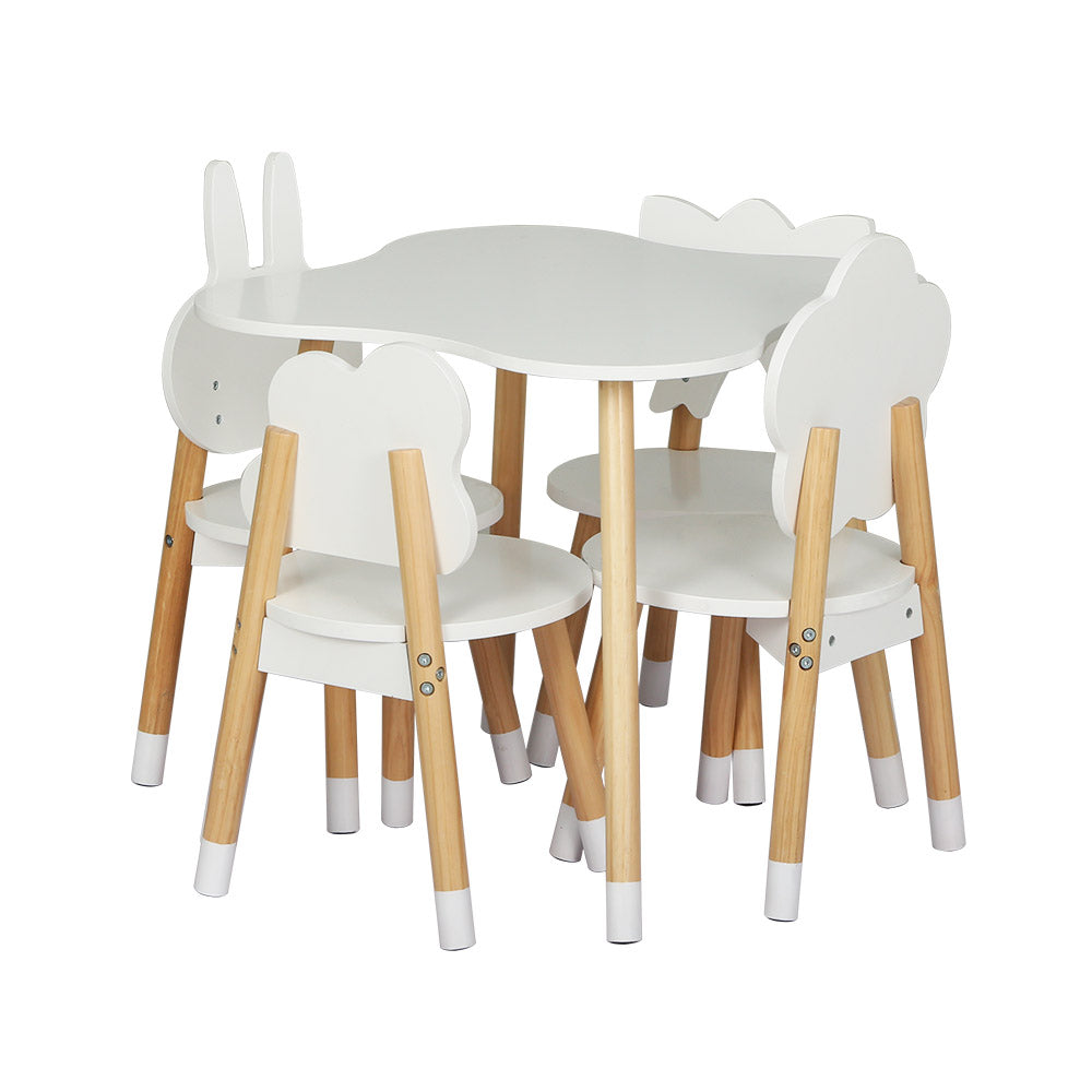 Pandora 5-Piece Kids Table & Chairs Set Children Activity Study Play Desk - White & Wood