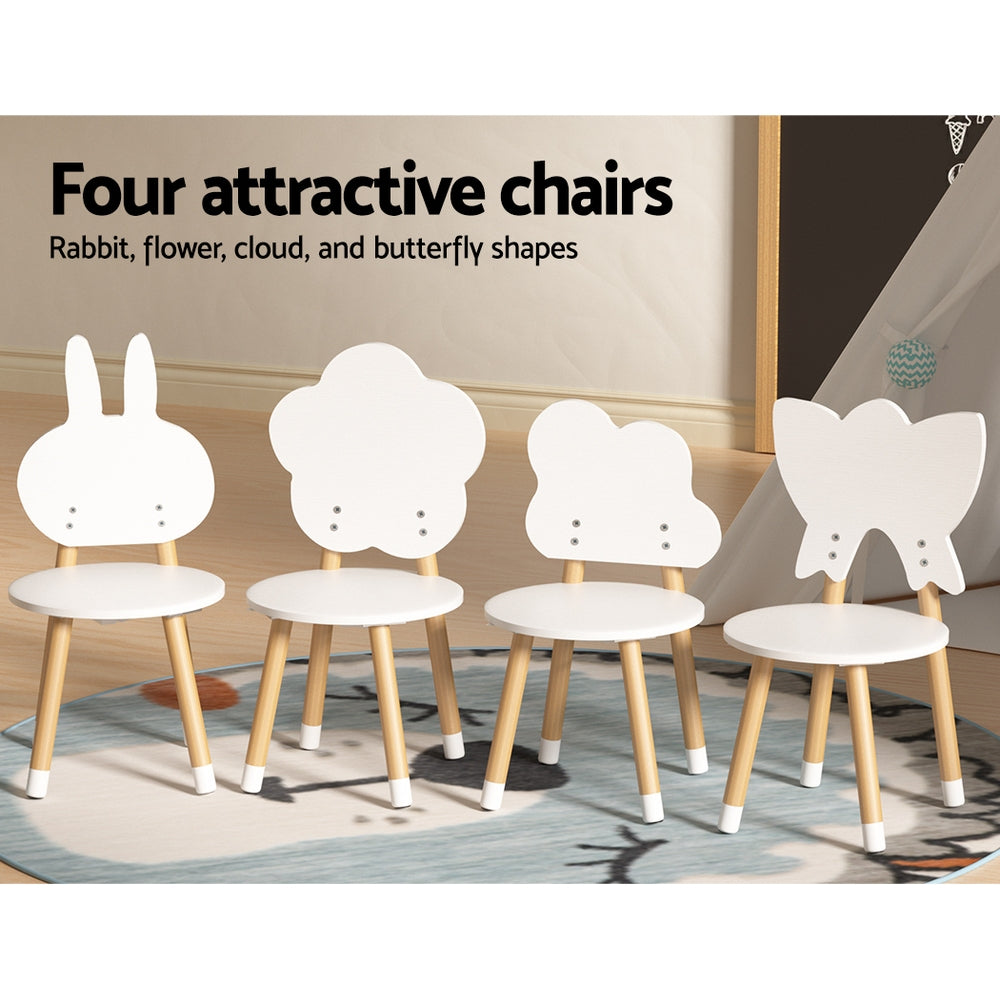 Pandora 5-Piece Kids Table & Chairs Set Children Activity Study Play Desk - White & Wood