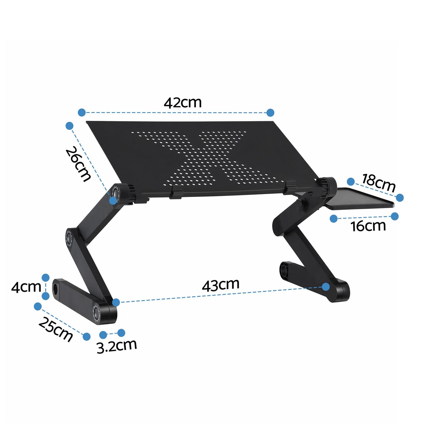 Artiss Laptop Stand Aluminium Computer Riser Foldable Lap Desk Bed Table Black
