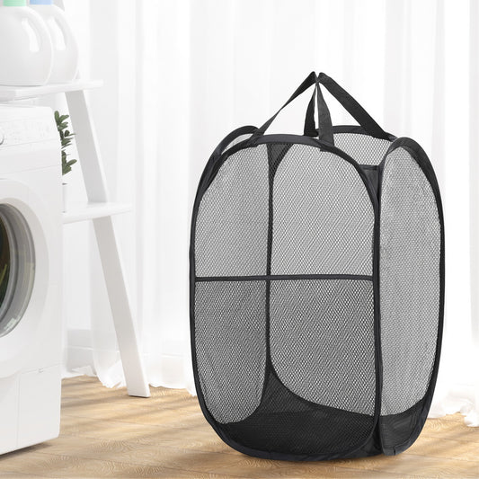 Set of 2 Laundry Basket Hamper Foldable Black