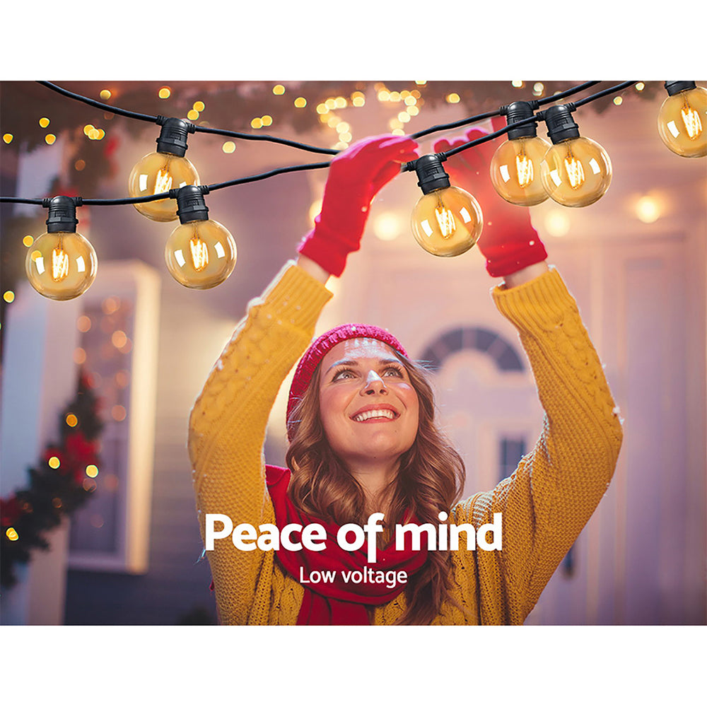 23M 20 LED Bulbs Festoon String Lights Kits Christmas Party - Warm White