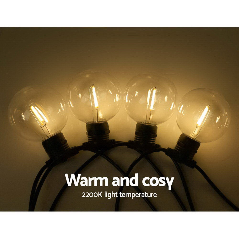 50M 50 LED Bulbs Festoon String Lights Kits Christmas Party - Warm White