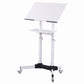 Artiss Mobile Lectern Stand, Adjustable Sit-to-Stand Presentation Podium w/ Wheels White