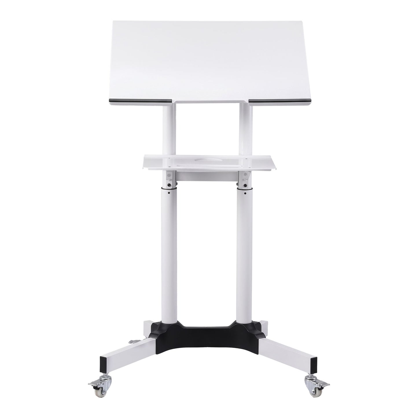 Artiss Mobile Lectern Stand, Adjustable Sit-to-Stand Presentation Podium w/ Wheels White