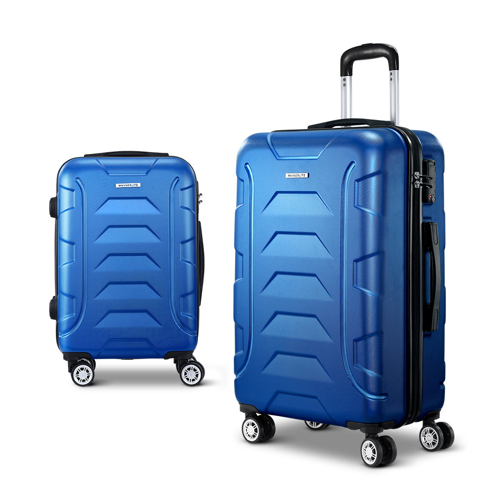 Set of 2 20-28" Luggage with TSA Lock Spinner Carry On Hard Shell Travel Suitcase Luggage Case - Blue