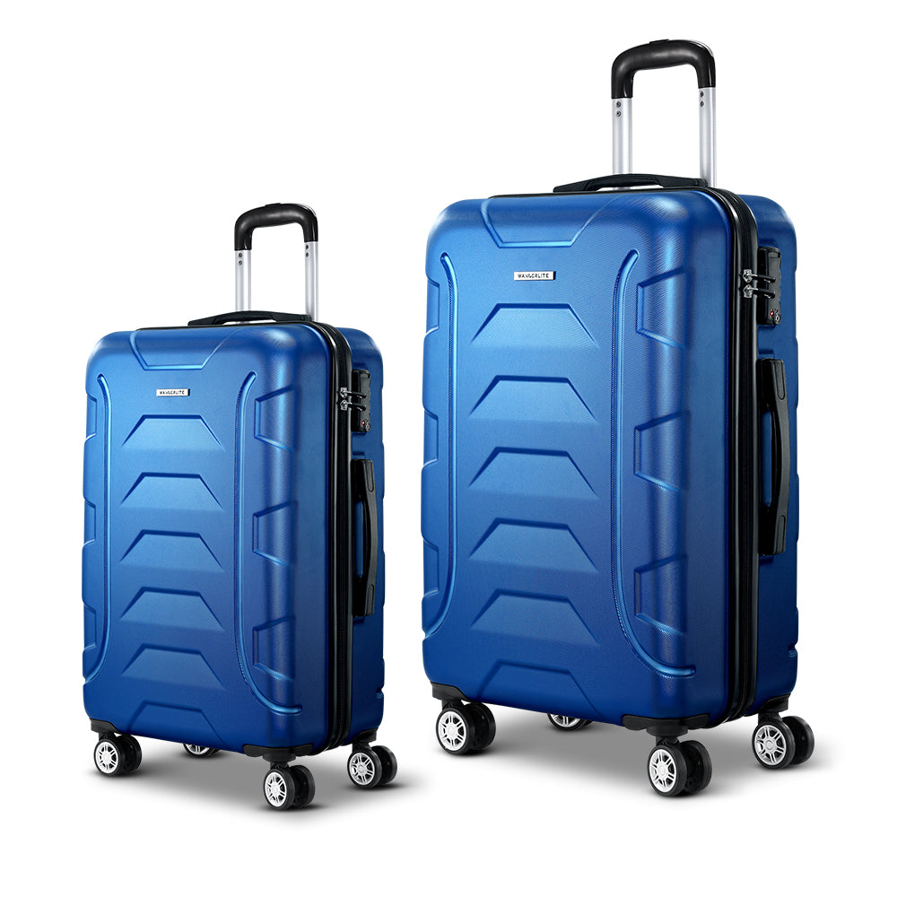 Set of 2 20-28" Luggage with TSA Lock Spinner Carry On Hard Shell Travel Suitcase Luggage Case - Blue