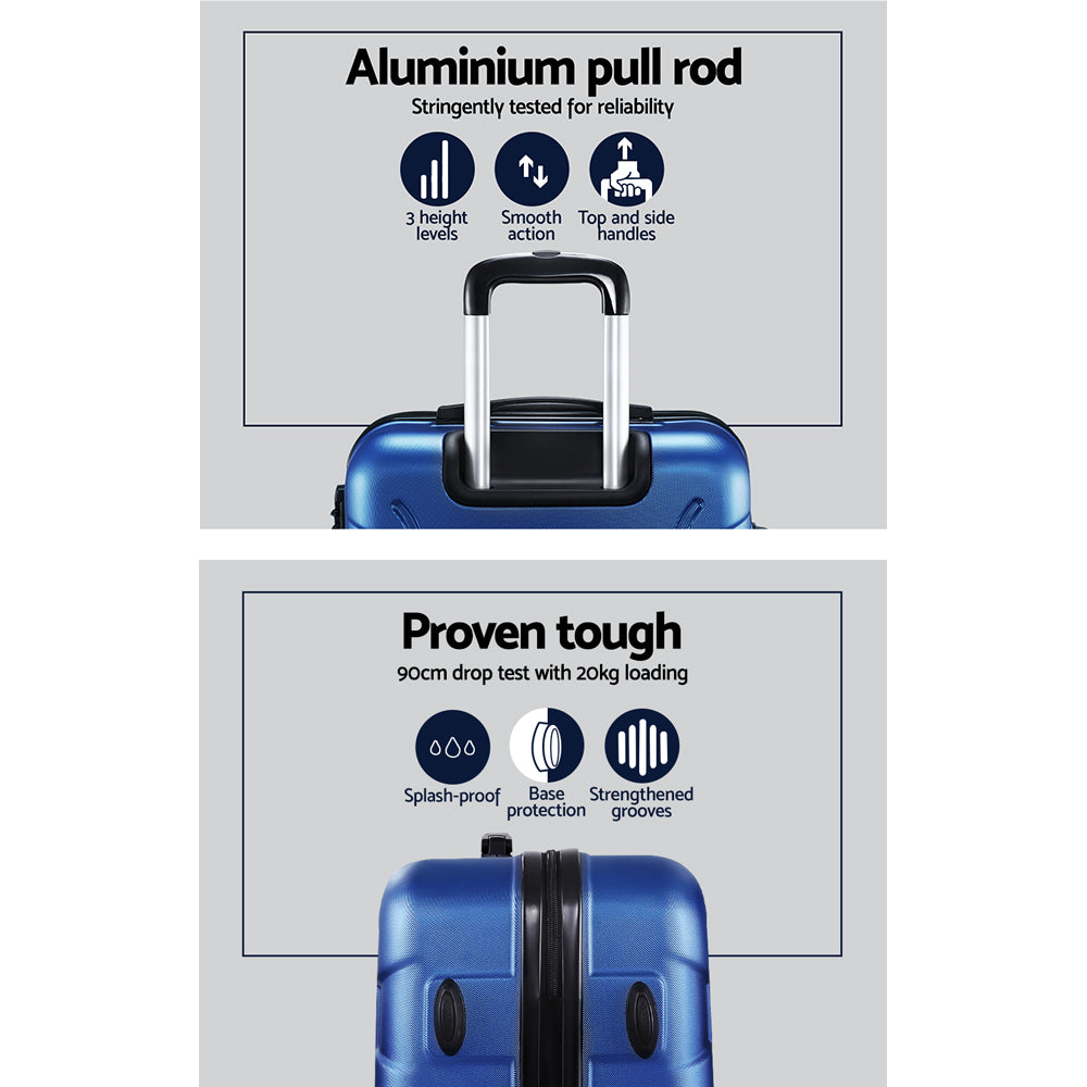 Set of 2 20-28" Luggage with TSA Lock Spinner Carry On Hard Shell Travel Suitcase Luggage Case - Blue